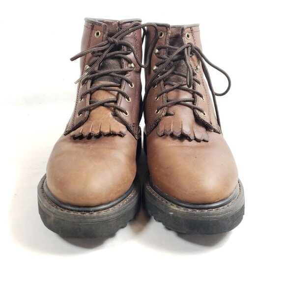 Double H Womens 6.5 Brown Leather Work Boots Oil Resistant Sole - Picture 6 of 9